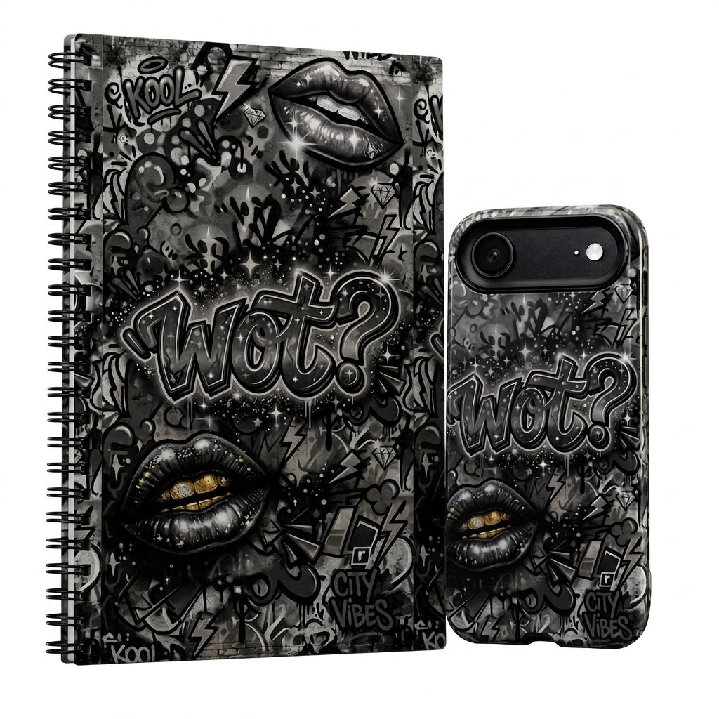 Spiral Notebook - WOT? Edition - Black/Grey